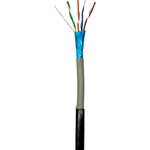 Кабель мережевий GEAR FTP 100м, cat.5e, CCA(25), 4*2*0,51, PVC+PE, outdoor (GEC-FTPCCA25OUT051100)