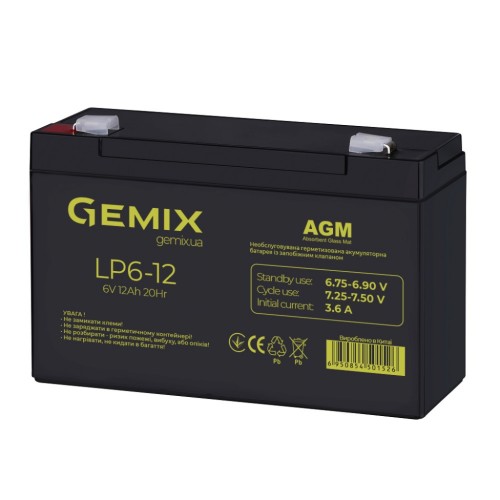 Батарея до ДБЖ Gemix 6В 12Ач (LP6-12)