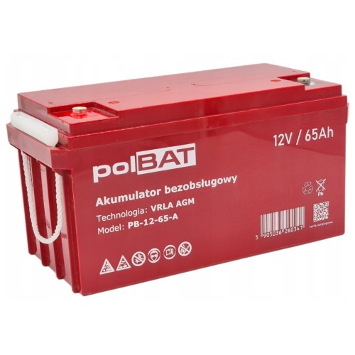 Батарея до ДБЖ polBAT AGM 12V-65Ah (PB-12-65-A)