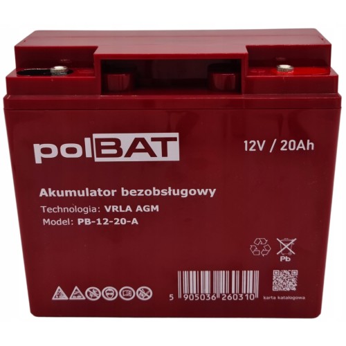 Батарея до ДБЖ polBAT AGM 12V-20Ah (PB-12-20-A)