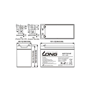 Батарея до ДБЖ Long 12В 7.2 Ач (WP7.2-12) (WP7.2-12A)