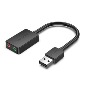 Звукова плата 2-port USB External Sound Card 0.15M Black VENTION (CDYB0)