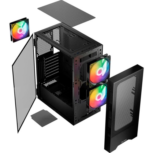 Корпус Logic concept ARYA MESH+GLASS ARGB fans 2x140mm+1x120mm BLACK (AT-ARYA-10-000000-0002)