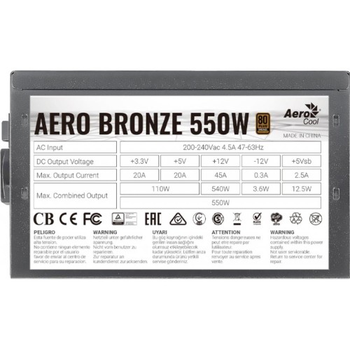 Блок живлення AeroCool 550W AERO BRONZE (AERO BRONZE 550W)
