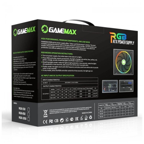 Блок живлення Gamemax 1050W 80 Gold ARGB (RGB-1050 PRO)