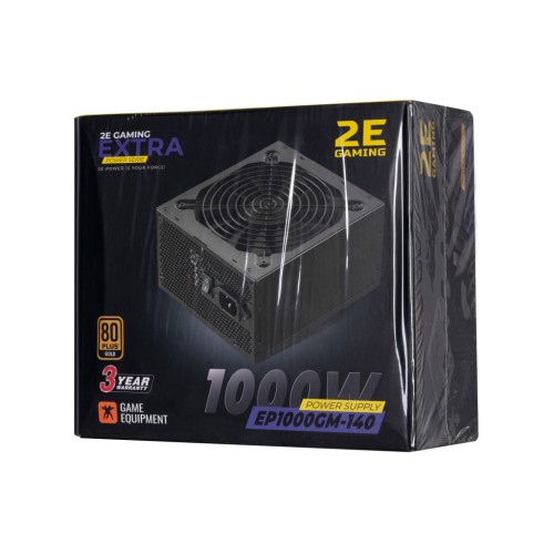 Блок живлення 2E GAMING EXTRA POWER (1000W), >90, 80+ Gold, 140mm, 1xMB 24pin(20+4), 2xCPU 8pin(4+4), 4xMolex, 6x (2E-EP1000GM-140)