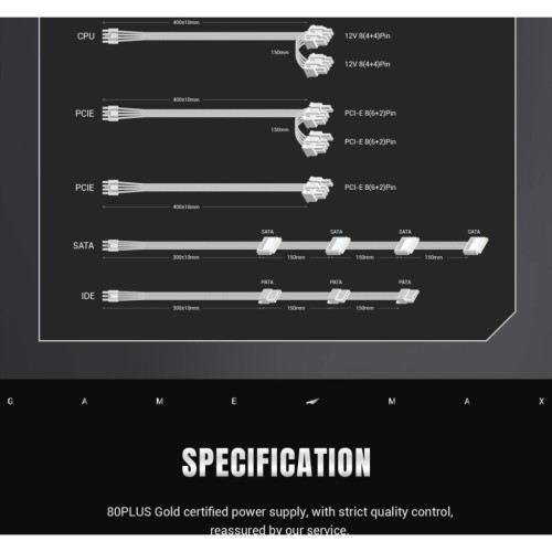 Блок живлення Gamemax 750W (GS 750G WH V25)