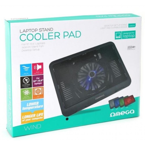 Підставка до ноутбука Omega Laptop Cooler pad WIND 14cm fan black (OMNCPWB)