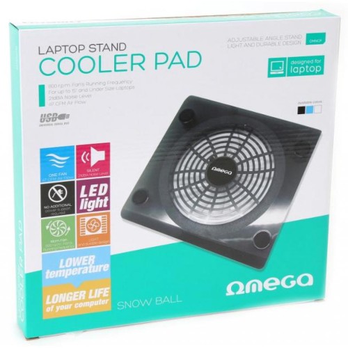 Підставка до ноутбука Omega Laptop Cooler pad SNOWBALL 14cm fan USB port black (OMNCPB)