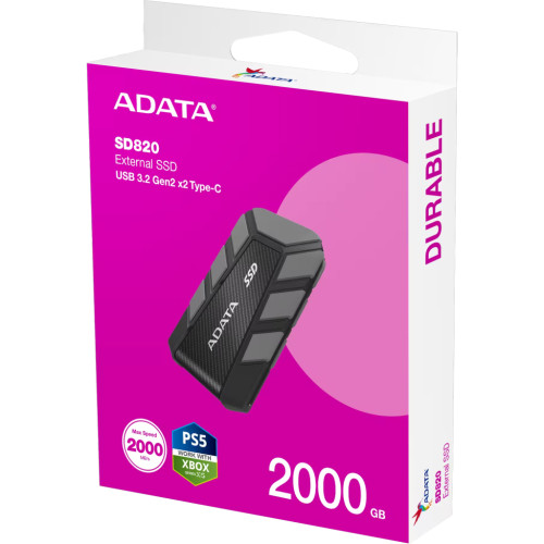 Накопичувач SSD USB 3.2 2TB SD820 ADATA (SD820-2000G-CGY) Накопичувач SSD USB 3.2 2TB SD820 ADATA (SD820-2000G-CGY)