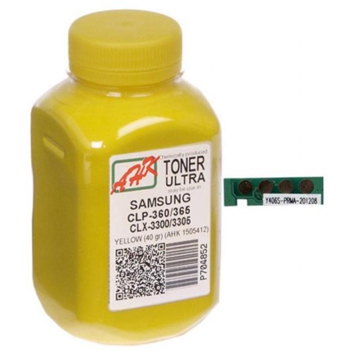 Тонер SAMSUNG CLP-360/365/CLX 3300/3305 Yellow + chip AHK (1505416)