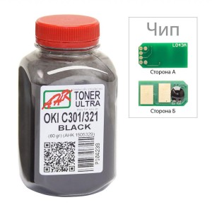 Тонер OKI C301/321, 60г Black+chip AHK (1505325)
