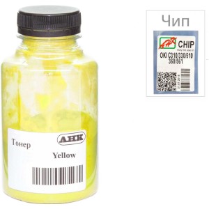 Тонер OKI C310/330/510, 80г Yellow+chip AHK (1505440)