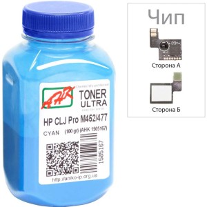 Тонер HP CLJ Pro M452/477 100г Cyan +chip AHK (1505171)