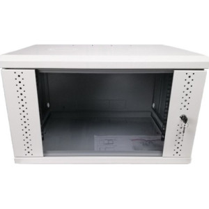 Шафа настінна Eserver 6U, 600х500х370 (Ш*Г*В), скло, сірий (ES-Е650G)