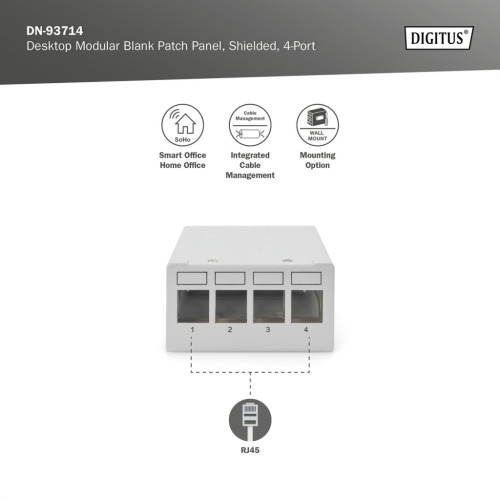 Патч-панель настільна, 4 порти, модульна Digitus (DN-93714)