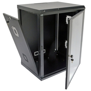 Шафа настінна CMS 15U 600х500х773 мм (Ш*Г*В), акрилове скло, чорна (UA-MGSWA155B)