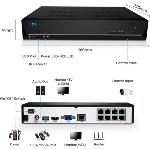 Реєстратор для відеоспостереження Reolink RLN8-410 без HDD