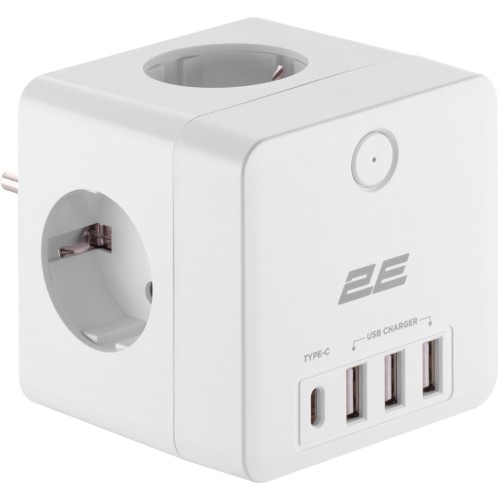 Мережевий фільтр живлення 2E 3*USB-A, 1*USB-C, white (2E-AD431WH)