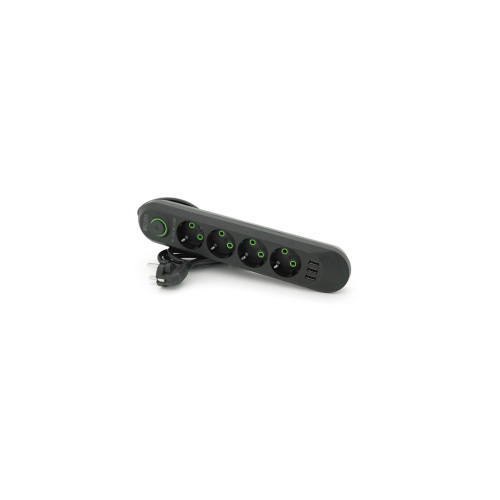 Мережевий фільтр живлення Voltronic F04U, 4роз EU, 3*USB Black (F04U-Black)