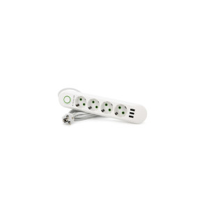 Мережевий фільтр живлення Voltronic F04U, 4роз EU, 3*USB White (F04U-White)