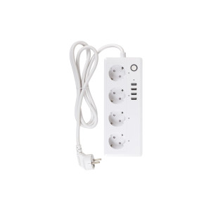 Мережевий фільтр живлення TUYA Smart 1.8м, 16A, 4*розетки/4*USB (HS082383)