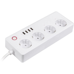 Мережевий фільтр живлення TUYA Smart 1.8м, 16A, 4*розетки/4*USB (HS082383)
