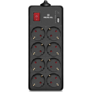 Мережевий фільтр живлення REAL-EL RS-PROTECT 805 1.8m, black (EL122300042)