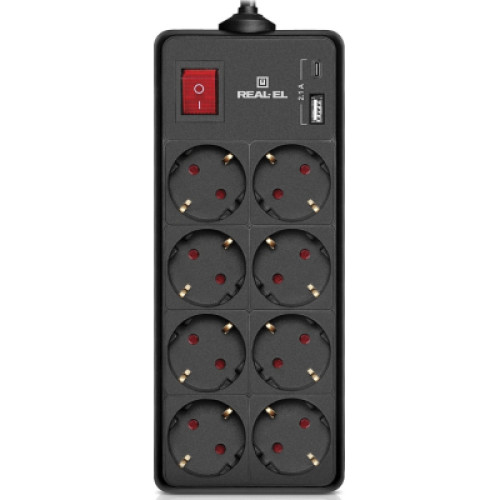 Мережевий фільтр живлення REAL-EL RS-PROTECT 805 1.8m, black (EL122300042)