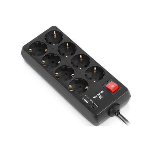 Мережевий фільтр живлення REAL-EL RS-PROTECT 805 5m, black (EL122300043)