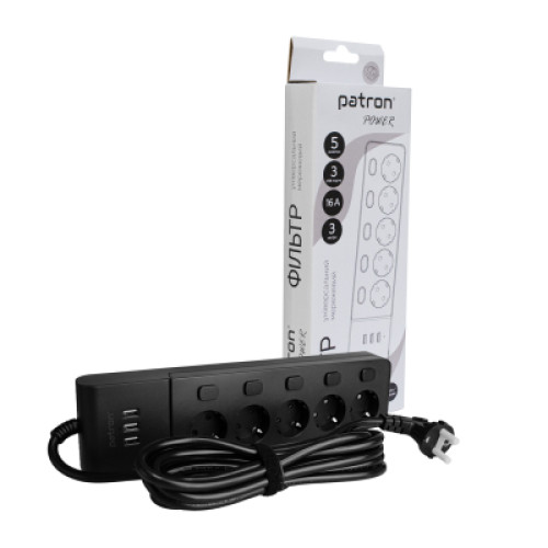 Мережевий фільтр живлення Patron SP-1653-USB