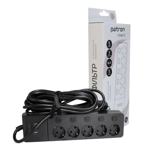 Мережевий фільтр живлення Patron SP1655-USB (EXT-PN-SP-1655-USB)