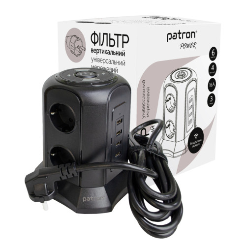 Мережевий фільтр живлення Patron SP-1663-USBTW (EXT-PN-SP-1663-USBTW) Мережевий фільтр живлення Patron SP-1663-USBTW (EXT-PN-SP-1663-USBTW)