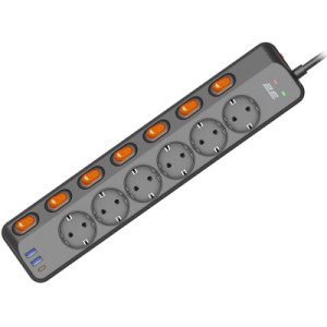 Мережевий фільтр живлення 2E 2E-SP6M3SWBK 3m (2E-SP6M3SWBK)