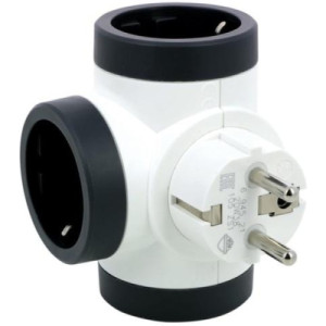 Мережевий розгалужувач LEGRAND ПРЕМІУМ поворотний 3х2К+З бокові розетки, колір Білий/Чорний (694521)