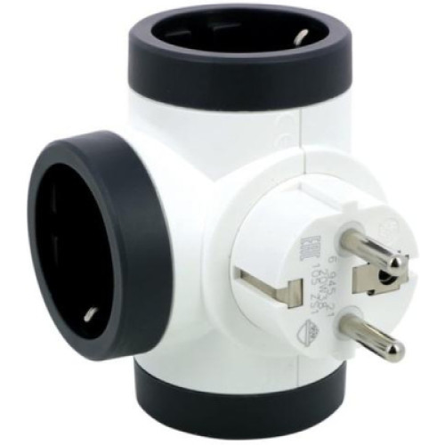 Мережевий розгалужувач LEGRAND ПРЕМІУМ поворотний 3х2К+З бокові розетки, колір Білий/Чорний (694521)