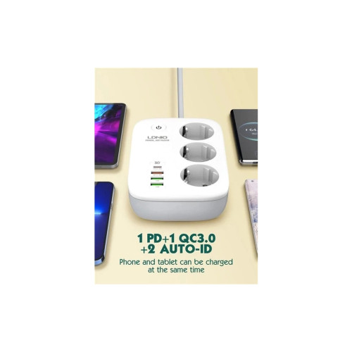 Мережевий фільтр живлення LDNIO SEW3452 WiFi 3роз 3USB/1Type-C (SEW3452)