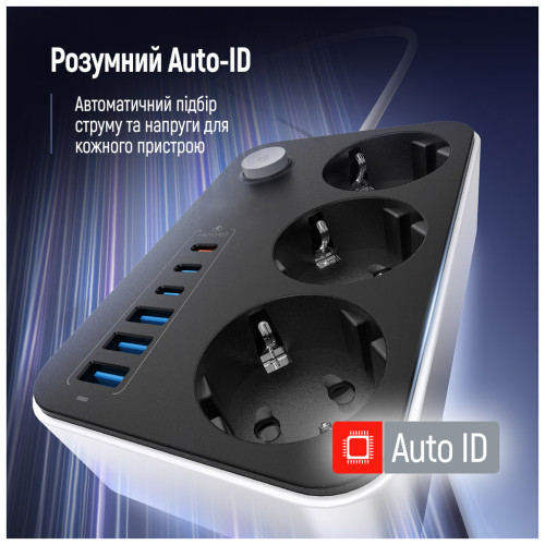 Мережевий фільтр живлення ColorWay CW-CHE36PDB, 3 розетки/ 3USB + 3TYPE-C 2M (CW-CHE36PDB)