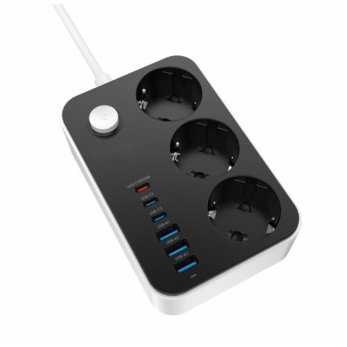Мережевий фільтр живлення ColorWay CW-CHE36PDB, 3 розетки/ 3USB + 3TYPE-C 2M (CW-CHE36PDB)