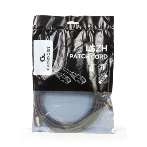 Патч-корд 7.5м, S/FTP, cat 8, литий, 50u, CU, AWG 27, LSZH, black Cablexpert (PP8-LSZHCU-BK-7.5M)