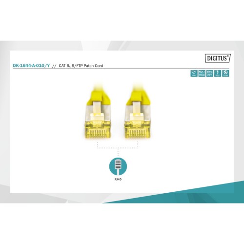Патч-корд 1м, CAT 6a S-FTP, AWG 26/7, Cu, LSZH, yellow Digitus (DK-1644-A-010/Y)