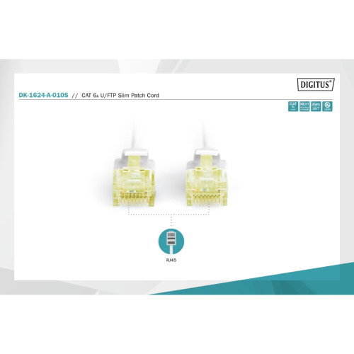 Патч-корд 1м, U-FTP, CAT 6a, AWG 28/7, Cu, LSZH, Slim, grey Digitus (DK-1624-A-010S)