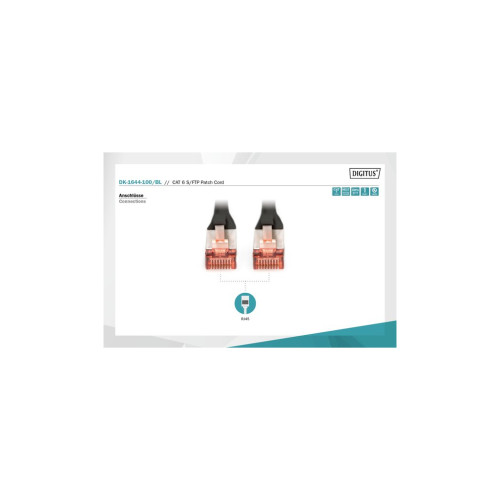 Патч-корд 10м, CAT 6 S-FTP, AWG 27/7, LSZH, black Digitus (DK-1644-100/BL)