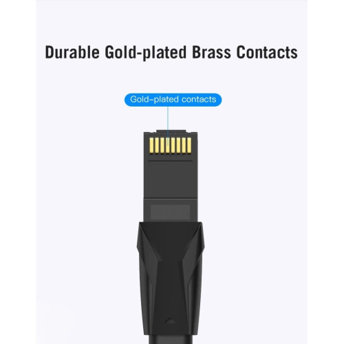 Патч-корд Flat Cat.6 UTP Patch Cable 0.5M Black VENTION (IBJBD)