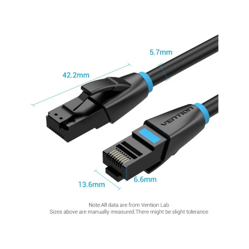 Патч-корд Cat.6 UTP Patch Cable 1M Black VENTION (IBKBF)