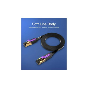 Патч-корд Flat Cat.7 Patch Cable 3M Black VENTION (ICABI)