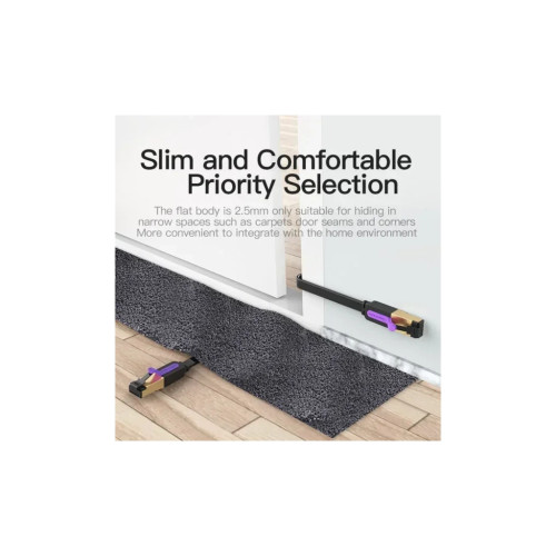 Патч-корд Flat Cat.7 Patch Cable 3M Black VENTION (ICABI)