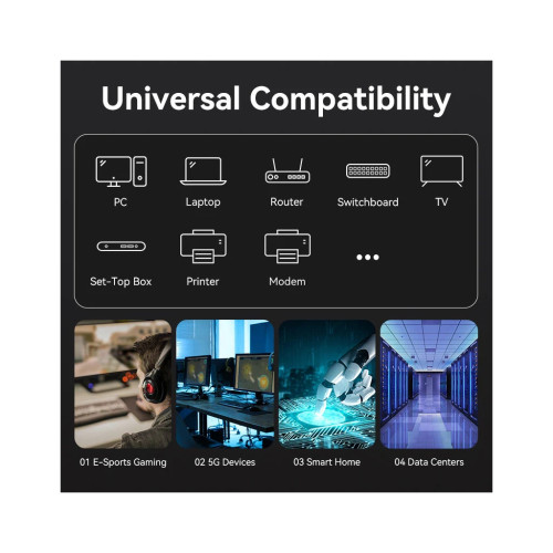 Патч-корд 1м, S/FTP cat 8 RJ-45 black VENTION (IKABF)