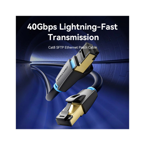 Патч-корд 1м, S/FTP cat 8 RJ-45 black VENTION (IKABF)