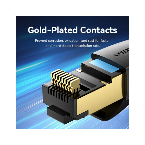 Патч-корд 1м, S/FTP cat 8 RJ-45 black VENTION (IKABF)